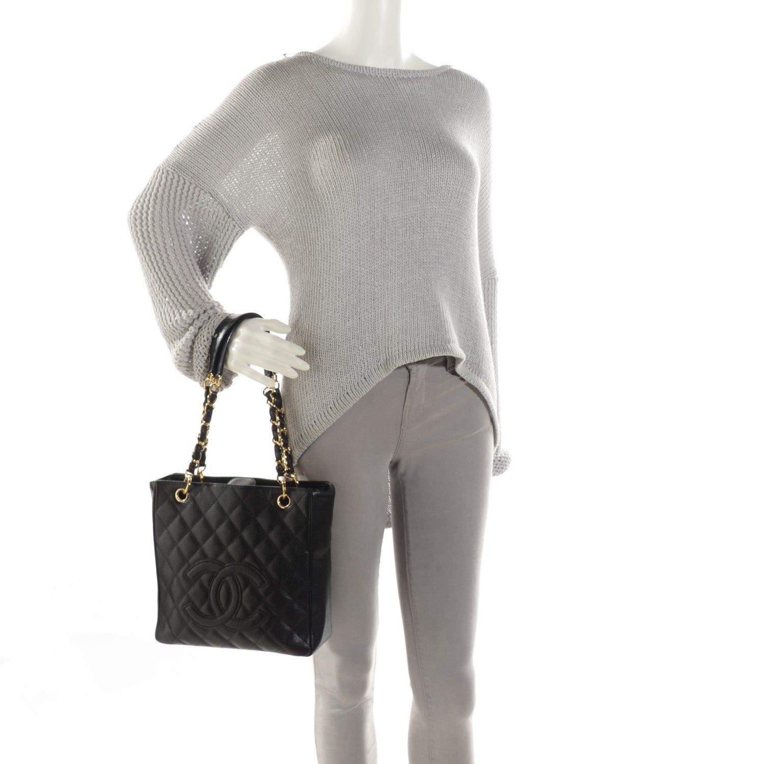 Chanel Caviar Quilted Petit Shopping Tote PST Black 2 of 7