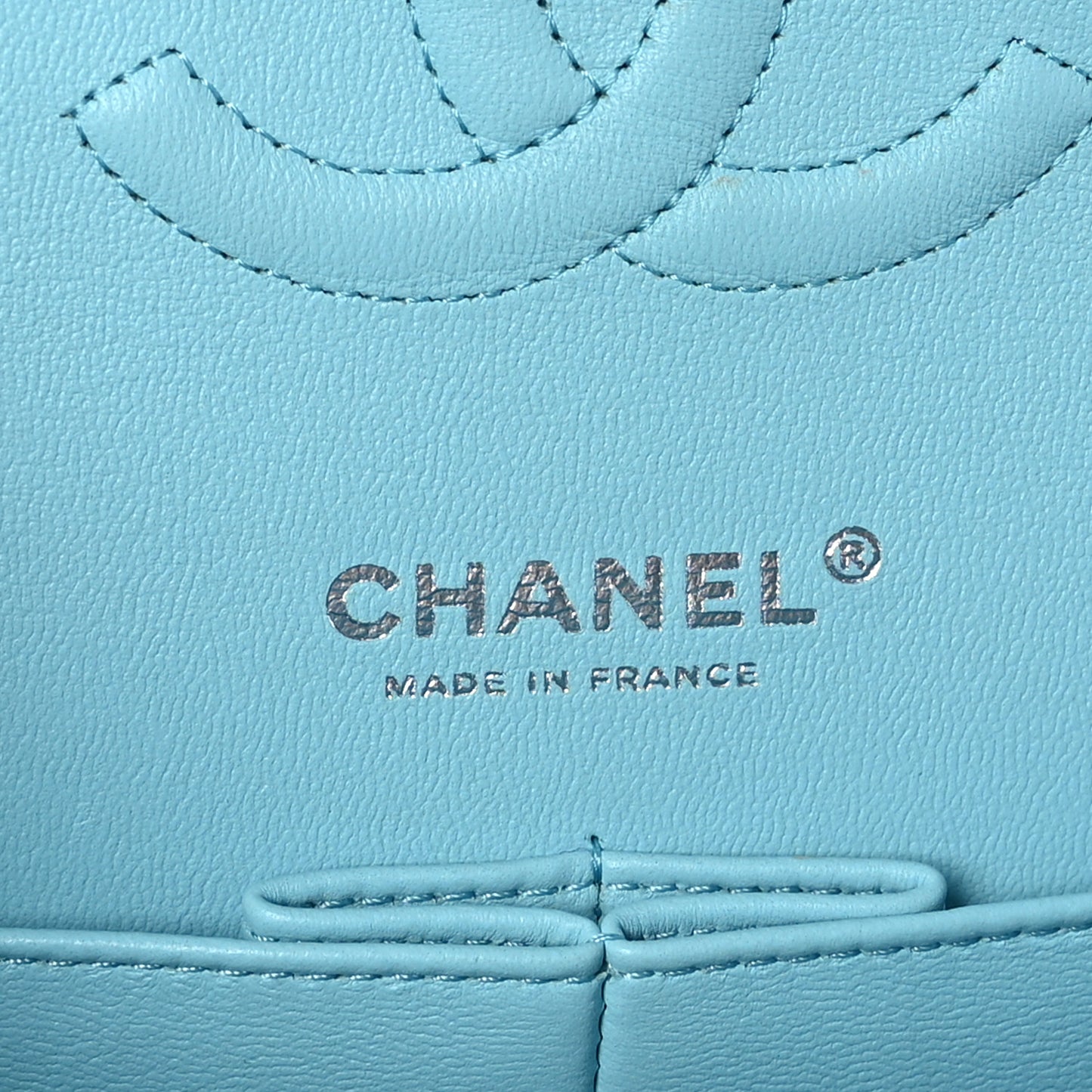Lambskin Quilted Medium Double Flap Light Blue