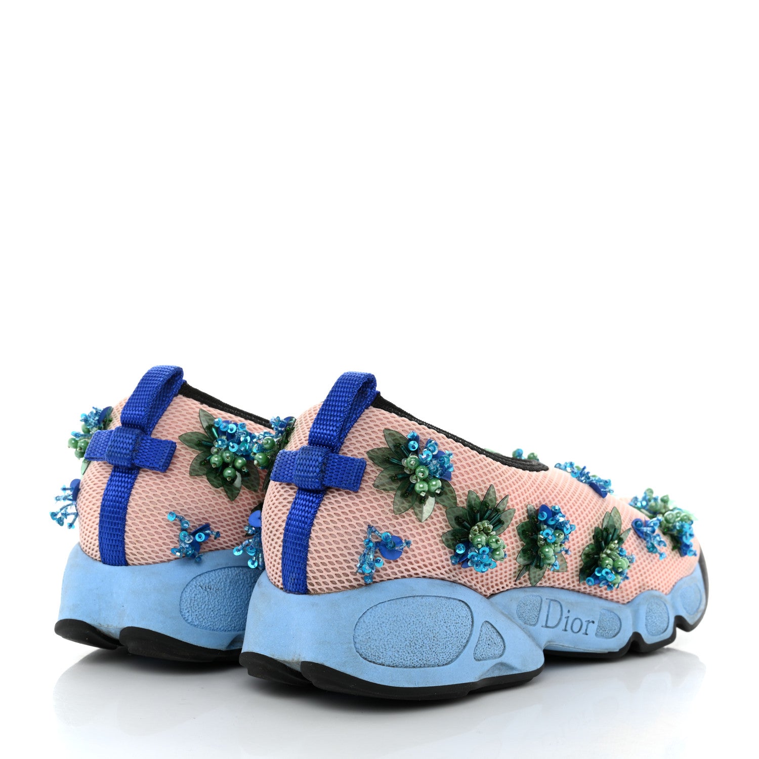 Christian Dior Technical Canvas Embellished Dior Fusion Sneakers 37.5 Pink Blue 4 of 11