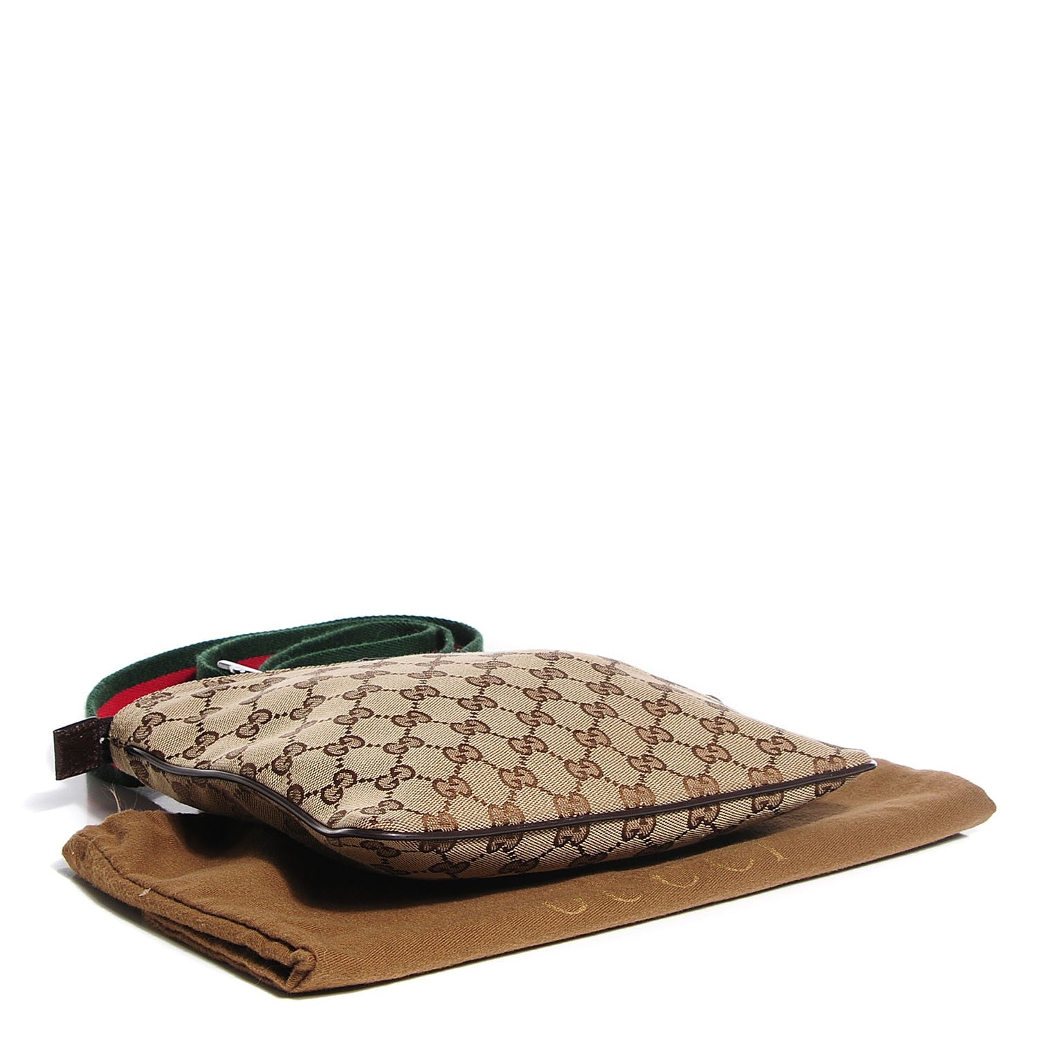 Gucci Monogram Web Small Flat Messenger Bag Brown 4 of 7