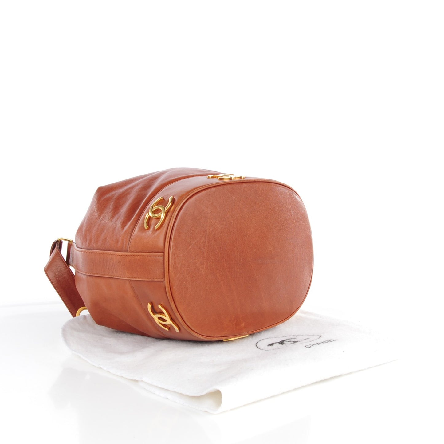 Lambskin CC Drawstring Shoulder Bag Light Brown