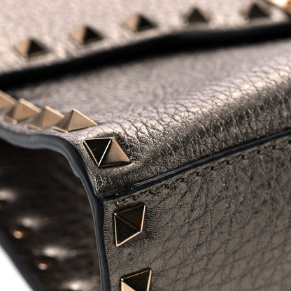 Valentino Garavani Metallic Pebbled Calfskin Medium Rockstud Flip Lock Crossbody Bag Sasso 8 of 14