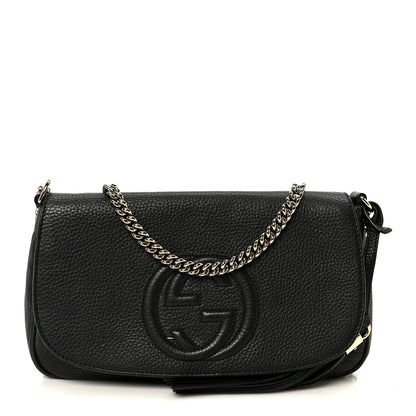 Gucci Pebbled Calfskin Medium Soho Flap Crossbody Black 1 of 11