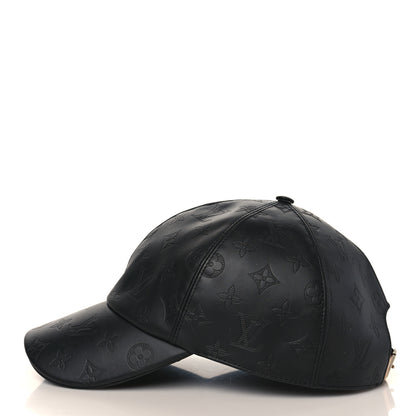 Louis Vuitton Calfskin Monogram Shadow Baseball Cap 60 Black 4 of 7