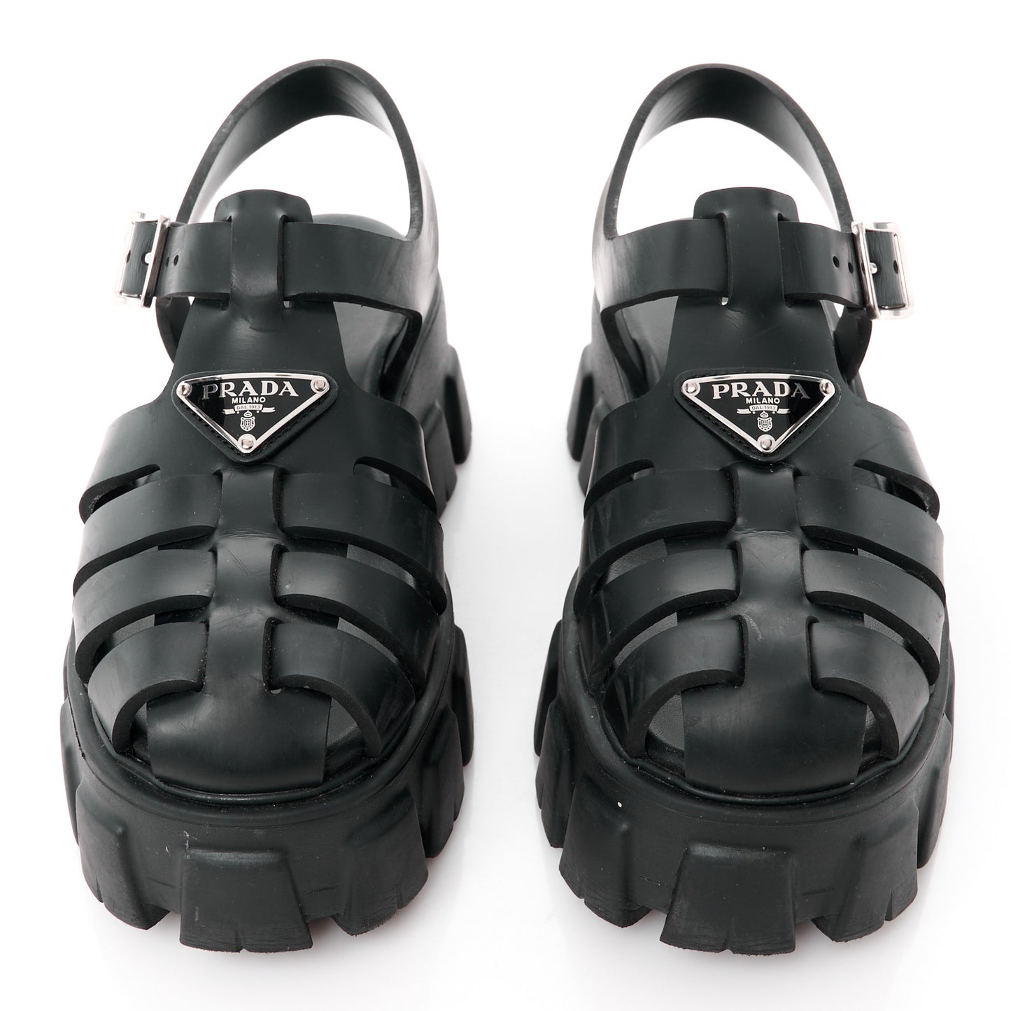 Foam Rubber Triangle Logo Monolith 55mm Cage Sandals 36 Black