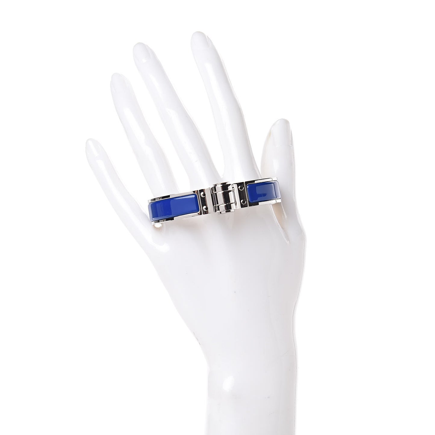 Enamel Charniere Uni Narrow Hinged Bracelet S Bleu Royal