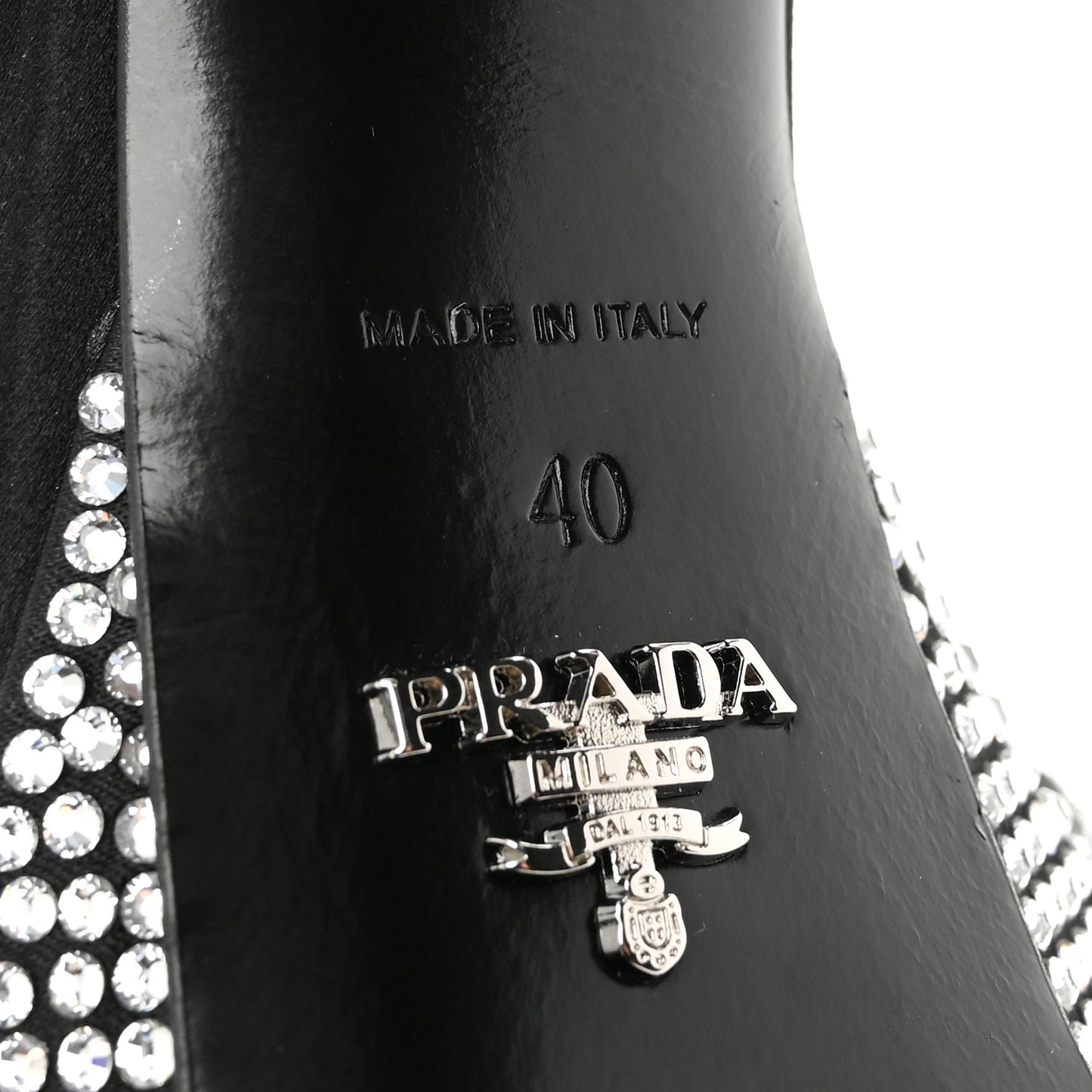 Satin Crystal Triangle Logo 40/135mm Platform Sandals 40 Cristal