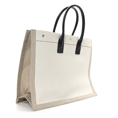 Saint Laurent Linen Calfskin Rive Gauche Tote Optic White 1 of 9