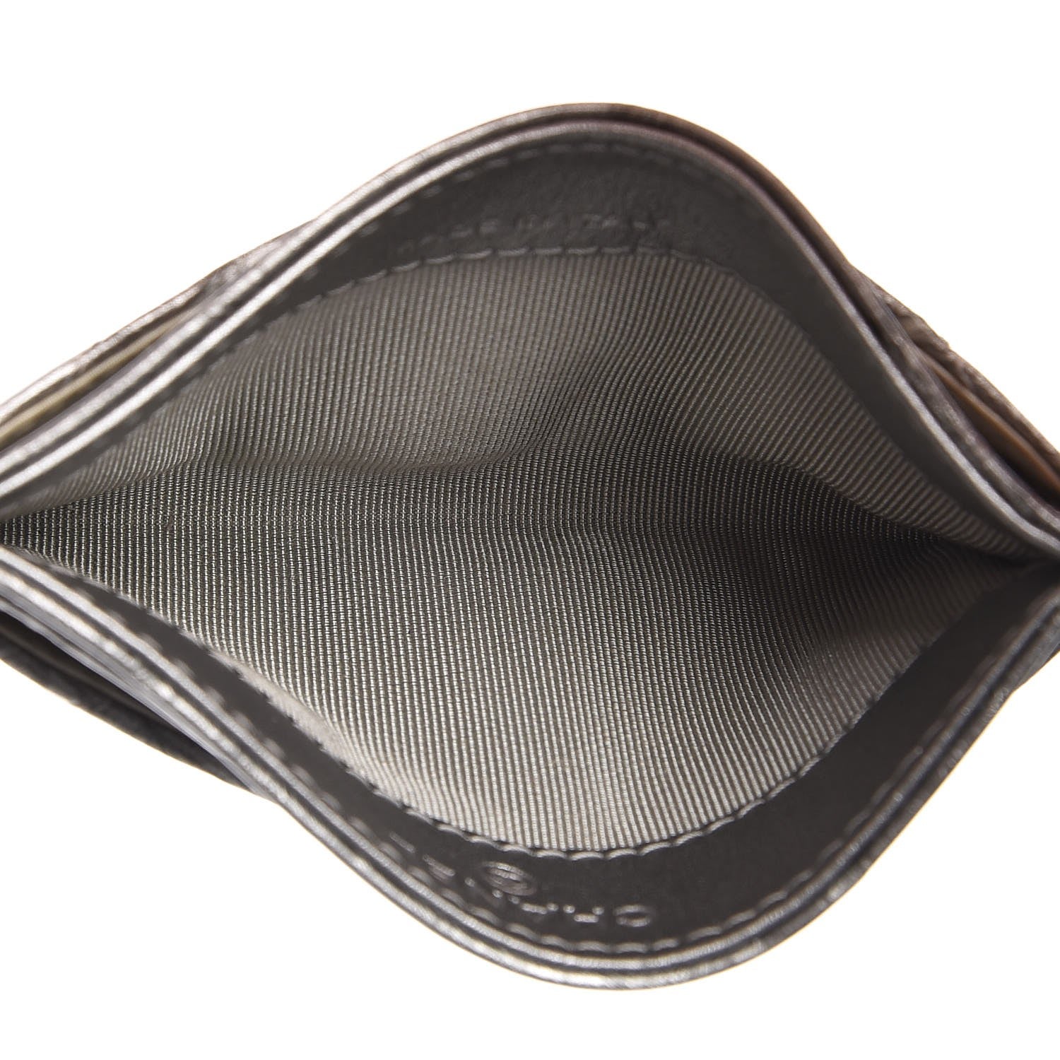Chanel Patent Metallic Crumpled Calfskin Chevron Quilted Card Holder Silver 5 of 8