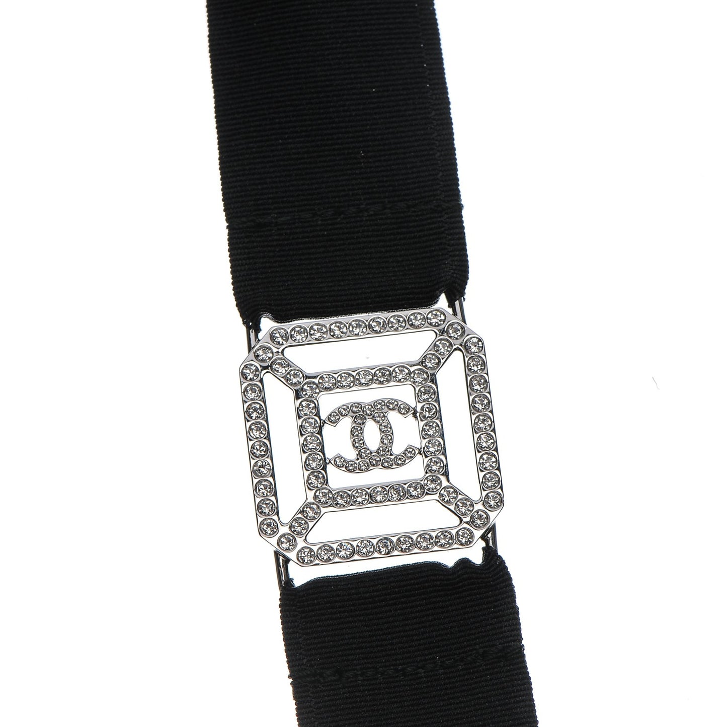 Crystal CC Lanyard Necklace Black Silver