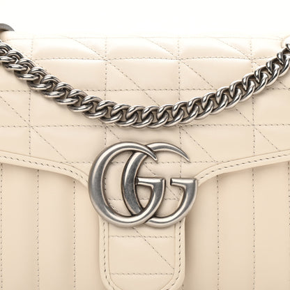 Gucci Calfskin Matelasse Aria Small GG Marmont Shoulder Bag Mystic White 8 of 10