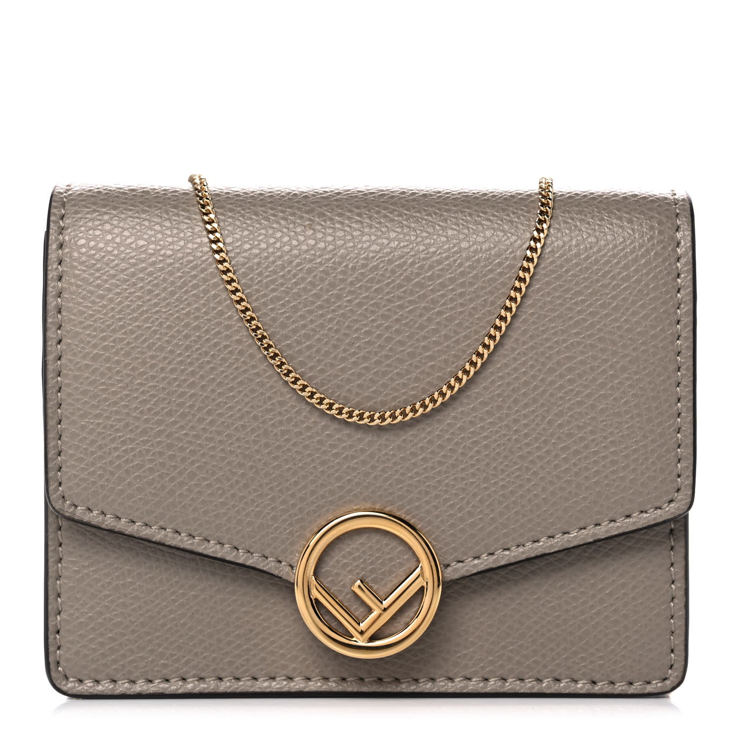 Fendi Vitello Cruise F is Fendi Geometric Flap Wallet on Chain Tortora 1 of 11