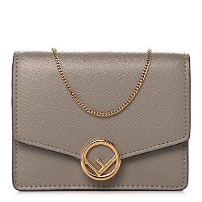 Fendi Vitello Cruise F is Fendi Geometric Flap Wallet on Chain Tortora 1 of 11