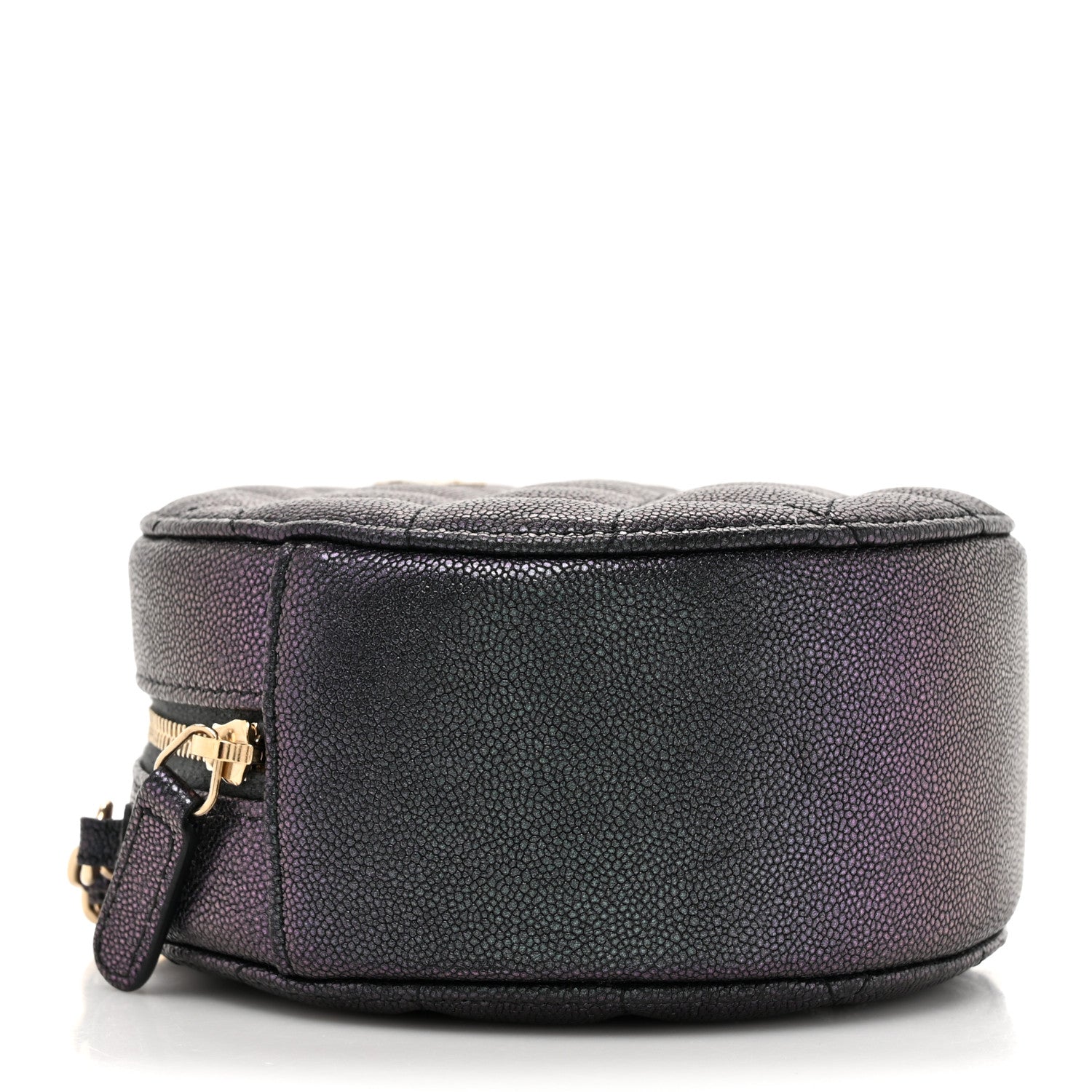 Chanel Iridescent Caviar Quilted Round Clutch With Chain Black 4 of 11