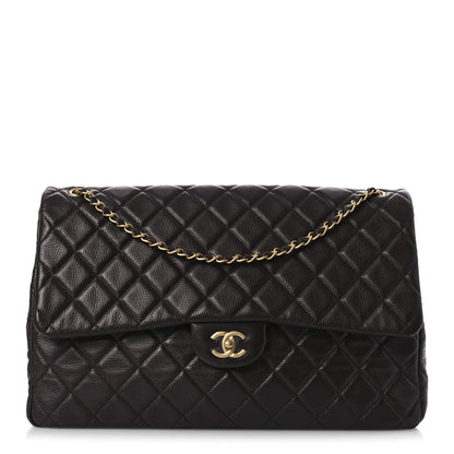 Chanel Grained Calfskin Quilted XXL Travel Flap Bag Dark Brown 1 of 12