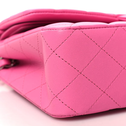 Chanel Lambskin Quilted Medium Double Flap Neon Pink 9 of 11