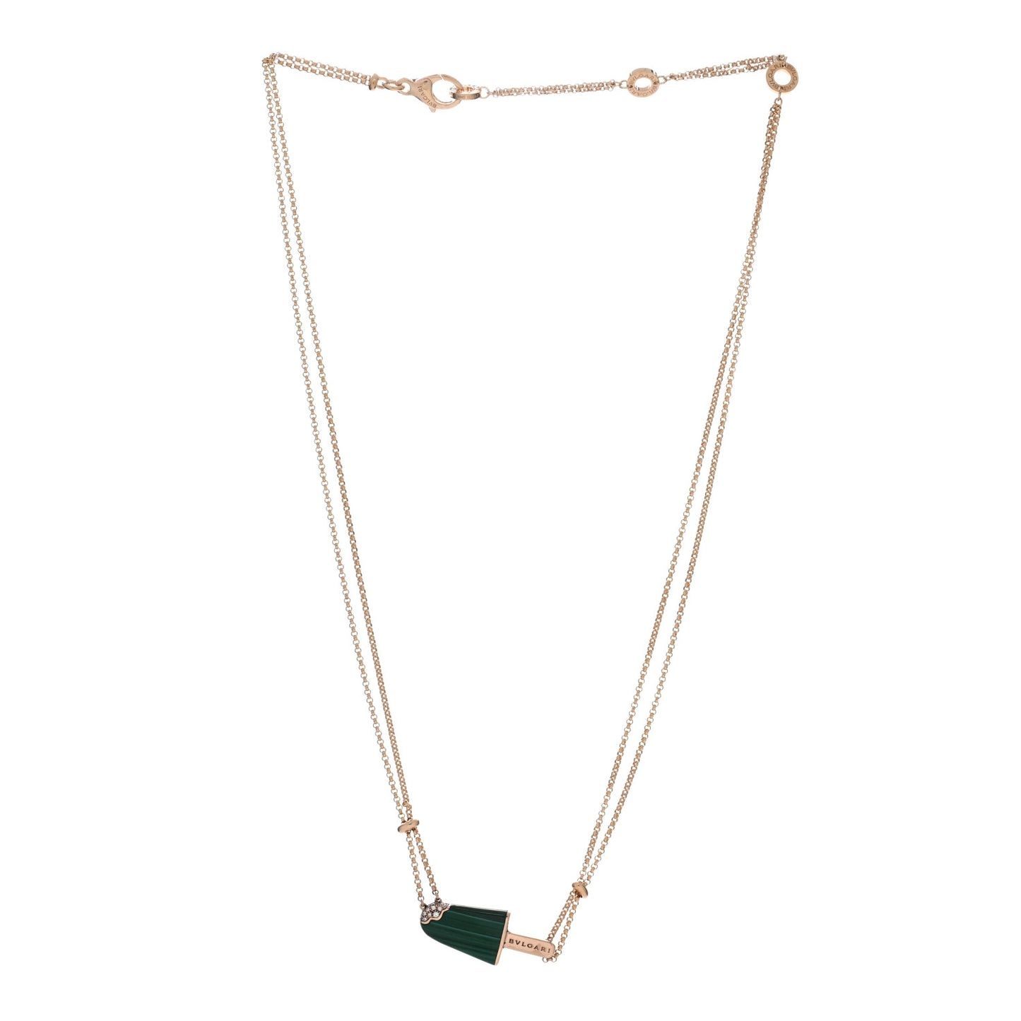 18K Rose Gold Diamond Malachite Gelati Necklace