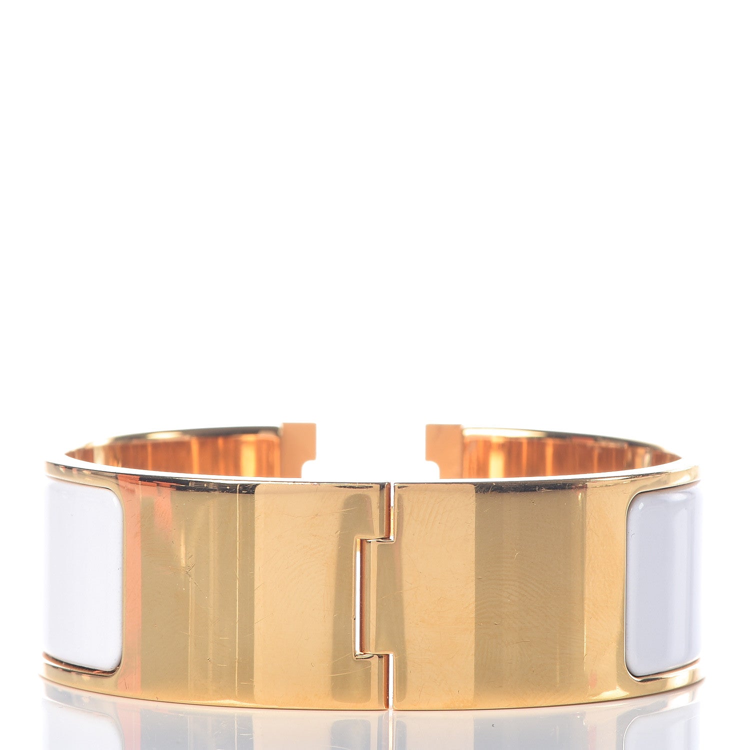 Hermes Enamel Wide Clic Clac H Bracelet GM White 3 of 7