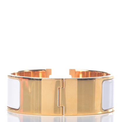Hermes Enamel Wide Clic Clac H Bracelet GM White 3 of 7