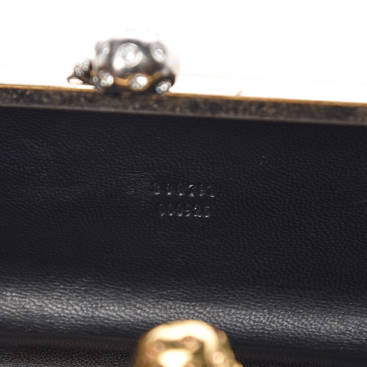 Lambskin Twin Skull Box Clutch White Black