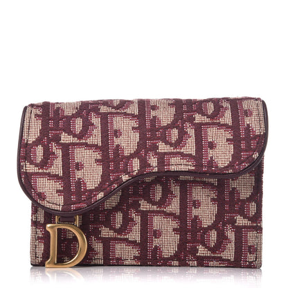 Christian Dior Oblique Saddle Card Holder Bordeaux 1 of 8