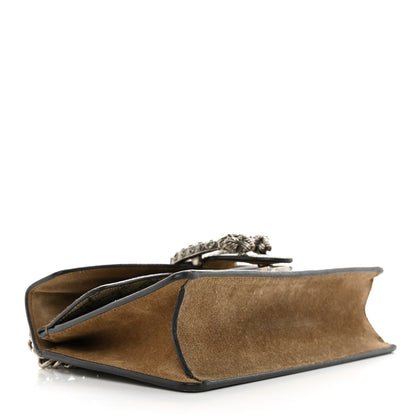 Gucci GG Supreme Monogram Suede Crystal Small Dionysus Shoulder Bag Beige Ebony Taupe 4 of 14