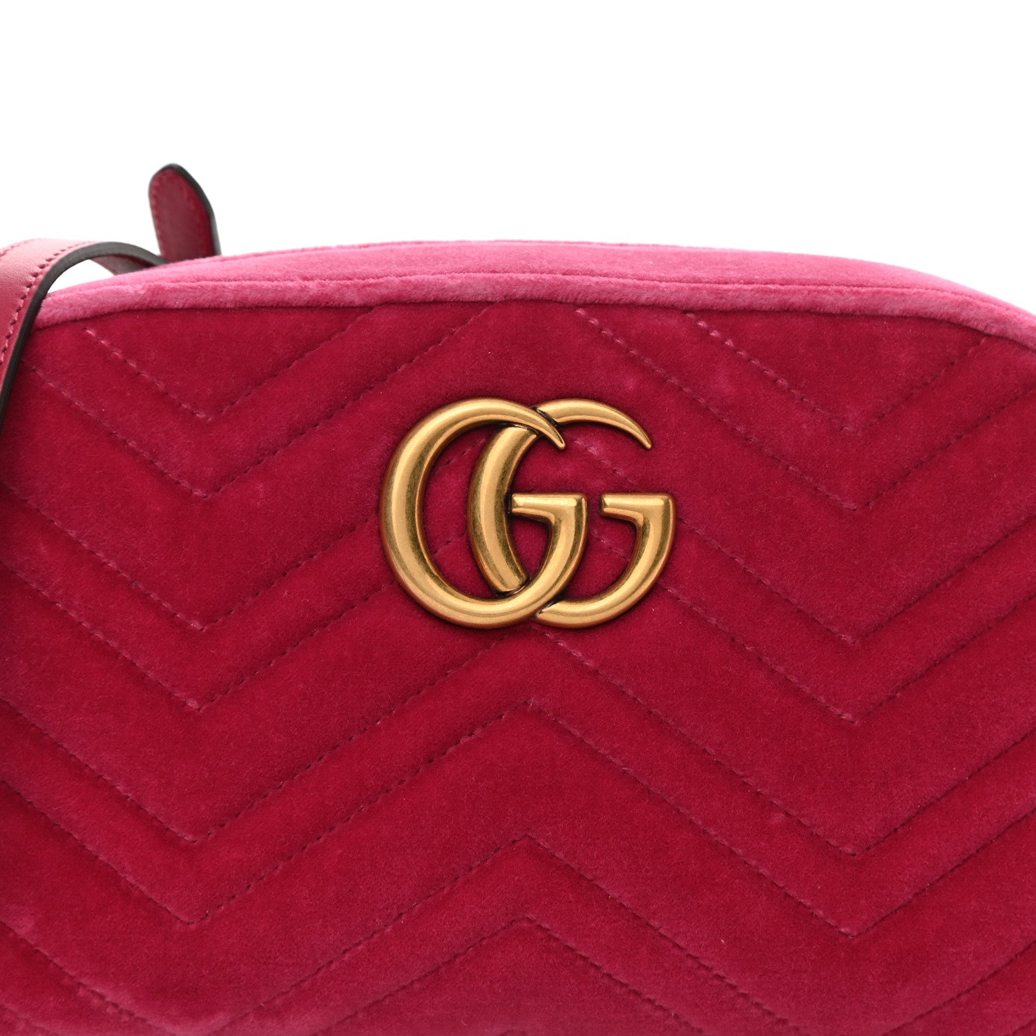 Gucci Velvet Matelasse Small GG Marmont Chain Shoulder Bag Light Raspberry Rose 8 of 8