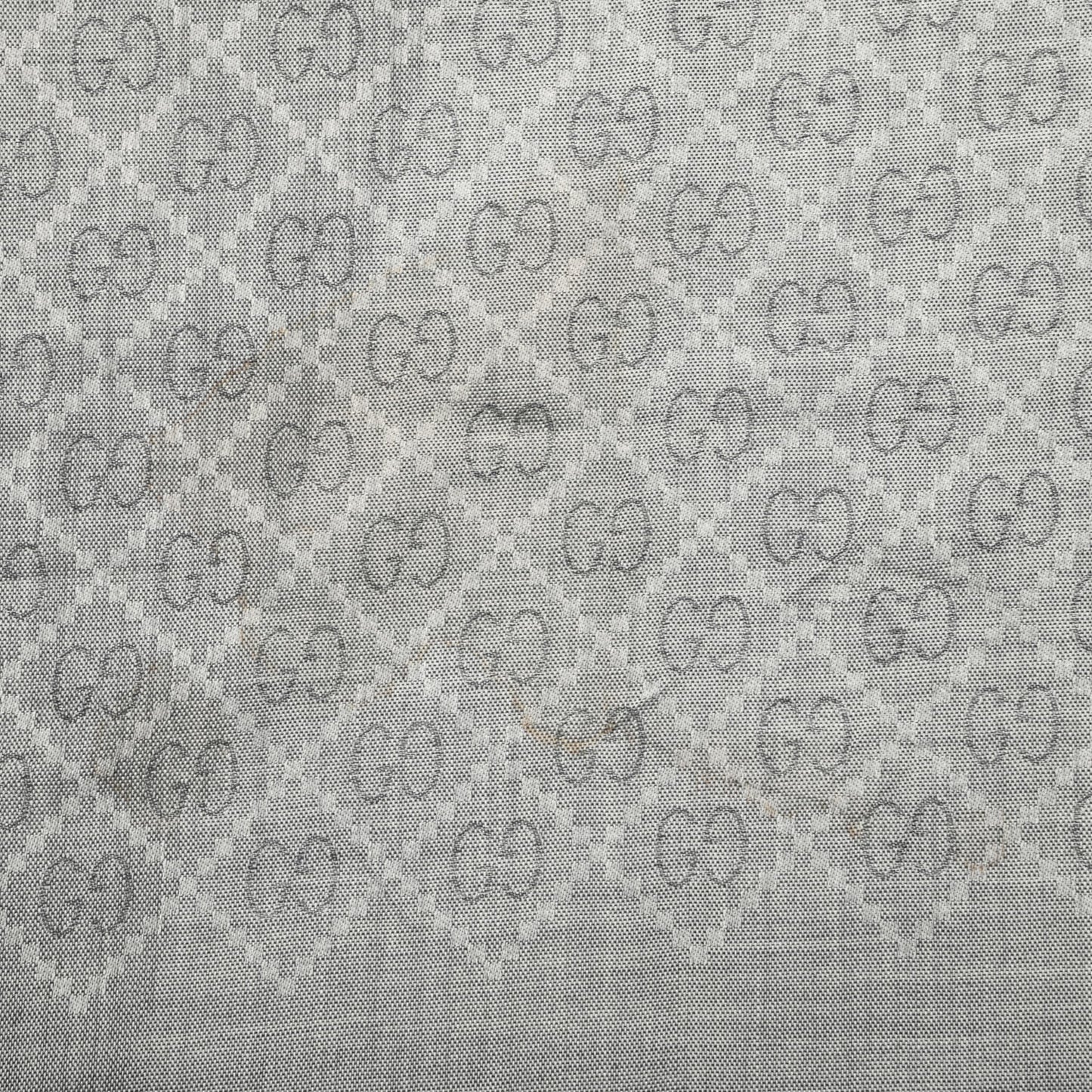 Wool Silk Monogram Diamante Fringe Scarf Grey