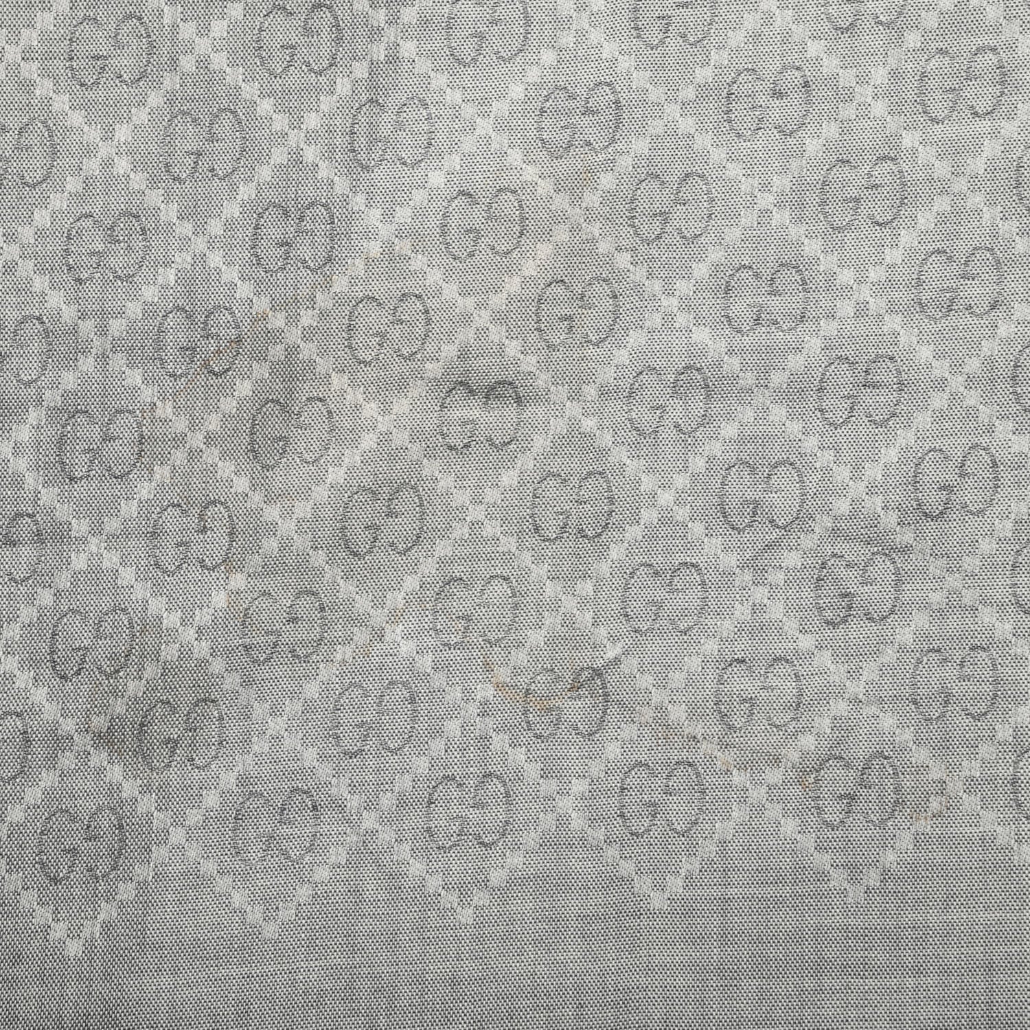 Gucci Wool Silk Monogram Diamante Fringe Scarf Grey 4 of 4