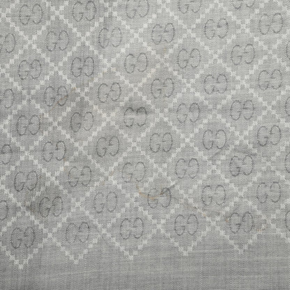Gucci Wool Silk Monogram Diamante Fringe Scarf Grey 4 of 4