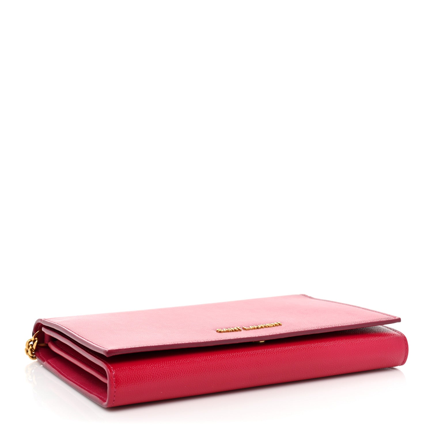 Saint Laurent Grain de Poudre Classic Letters Chain Wallet Fuchsia 3 of 21