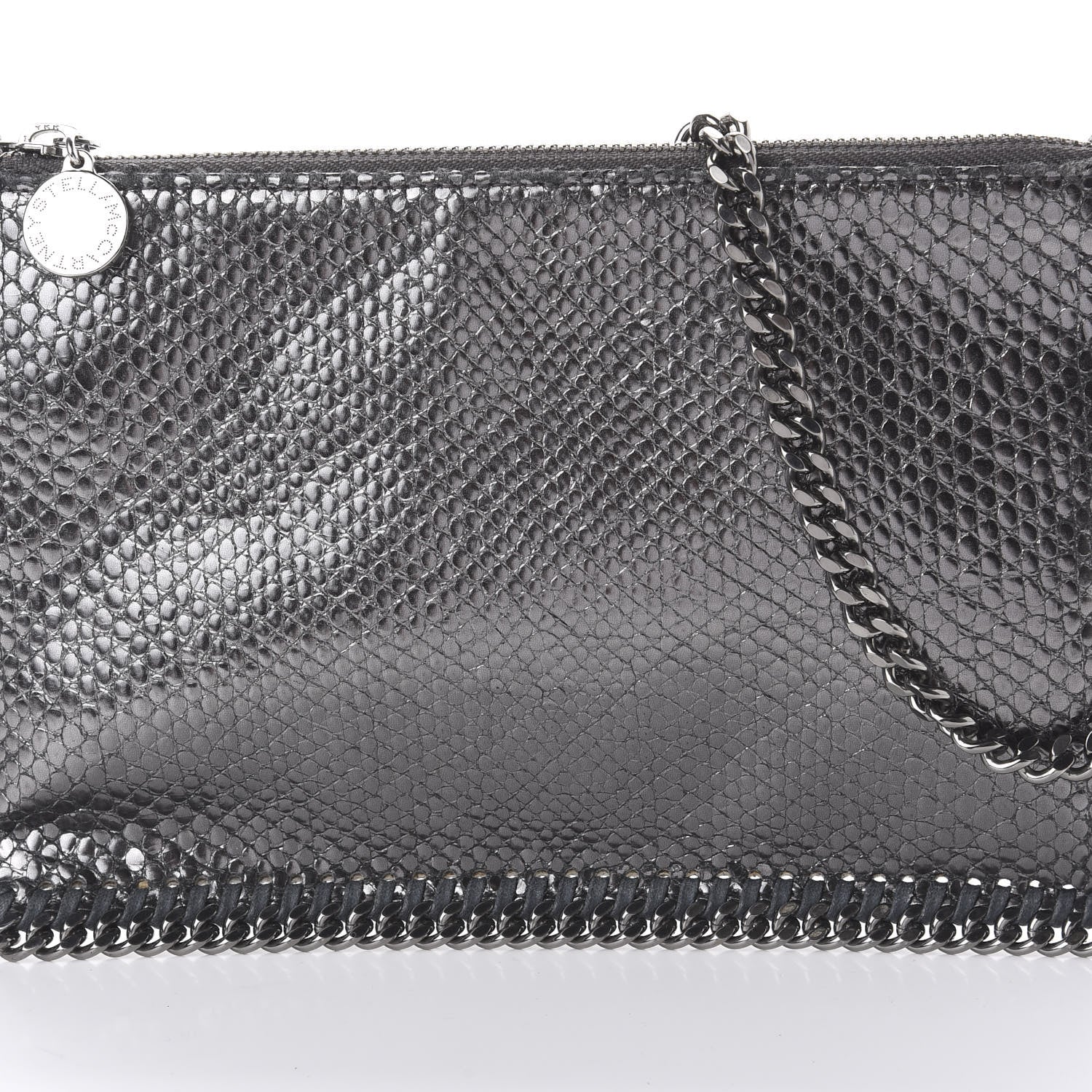 Stella McCartney Metallic Snake Print Falabella Pochette Ruthenium 9 of 9