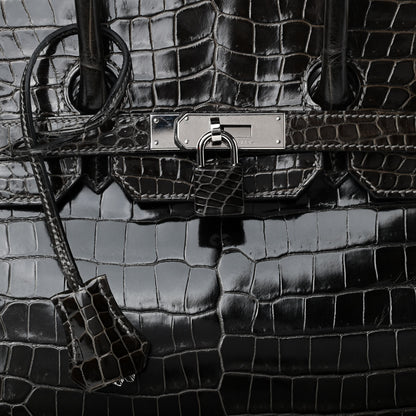 Hermes Shiny Porosus Crocodile Birkin 35 Graphite 9 of 10
