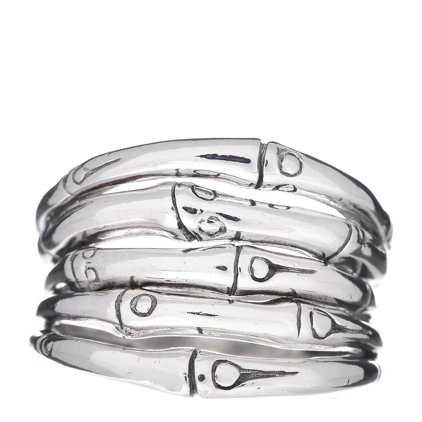 Sterling Silver Wide Bamboo Ring 55 7.25