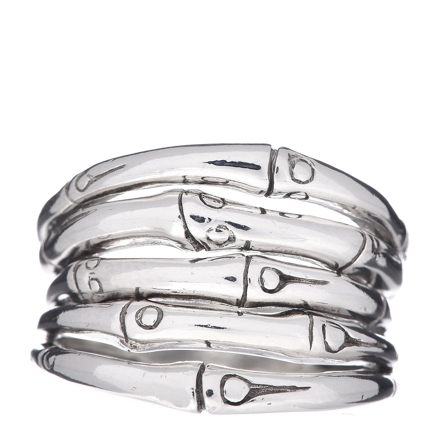 John Hardy Sterling Silver Wide Bamboo Ring 55 7.25 1 of 5