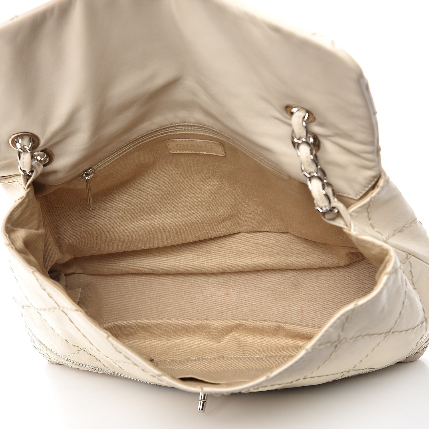 Chanel Calfskin Stitched Large Expandable Flap Bag White 5 of 19
