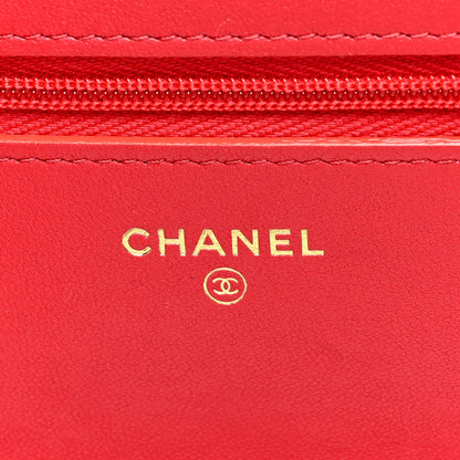 Chanel Lambskin Plexiglass Quilted Coco Love Wallet On Chain WOC Red 6 of 10