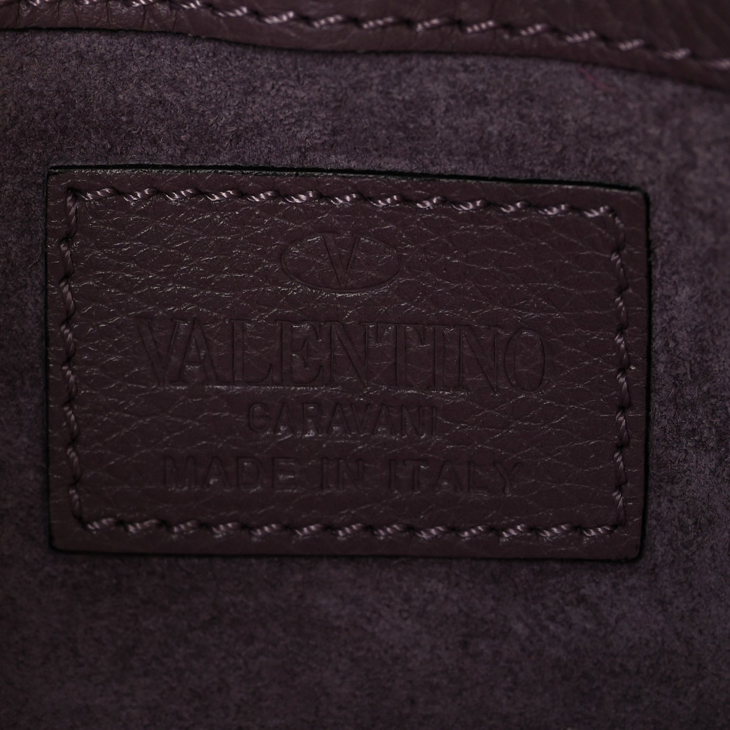 Grained Calfskin Micro Rockstud Tote Dark Mauve
