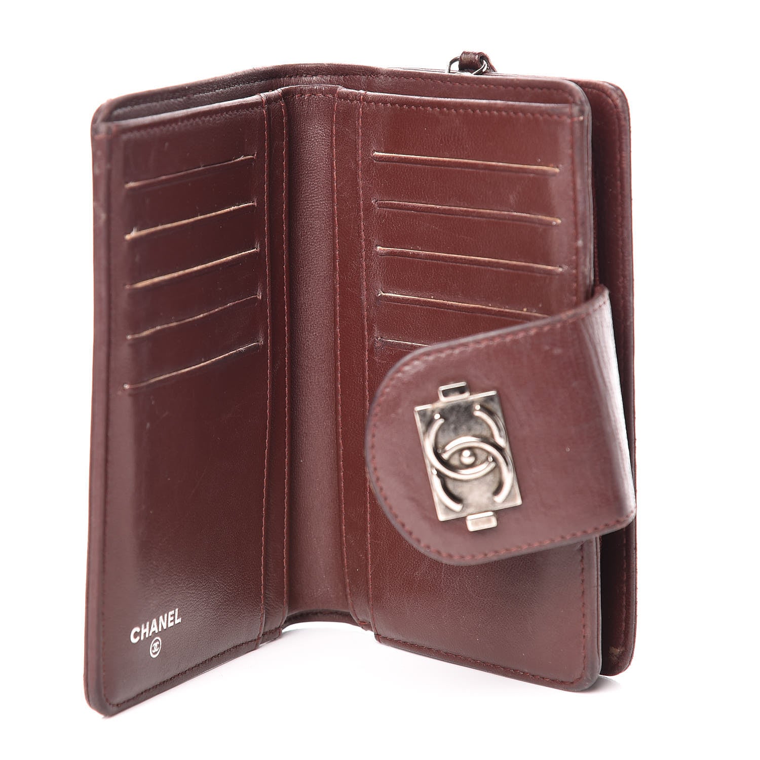 Chanel Lambskin Quilted Boy Zipped Pocket Wallet Burgundy 5 of 13