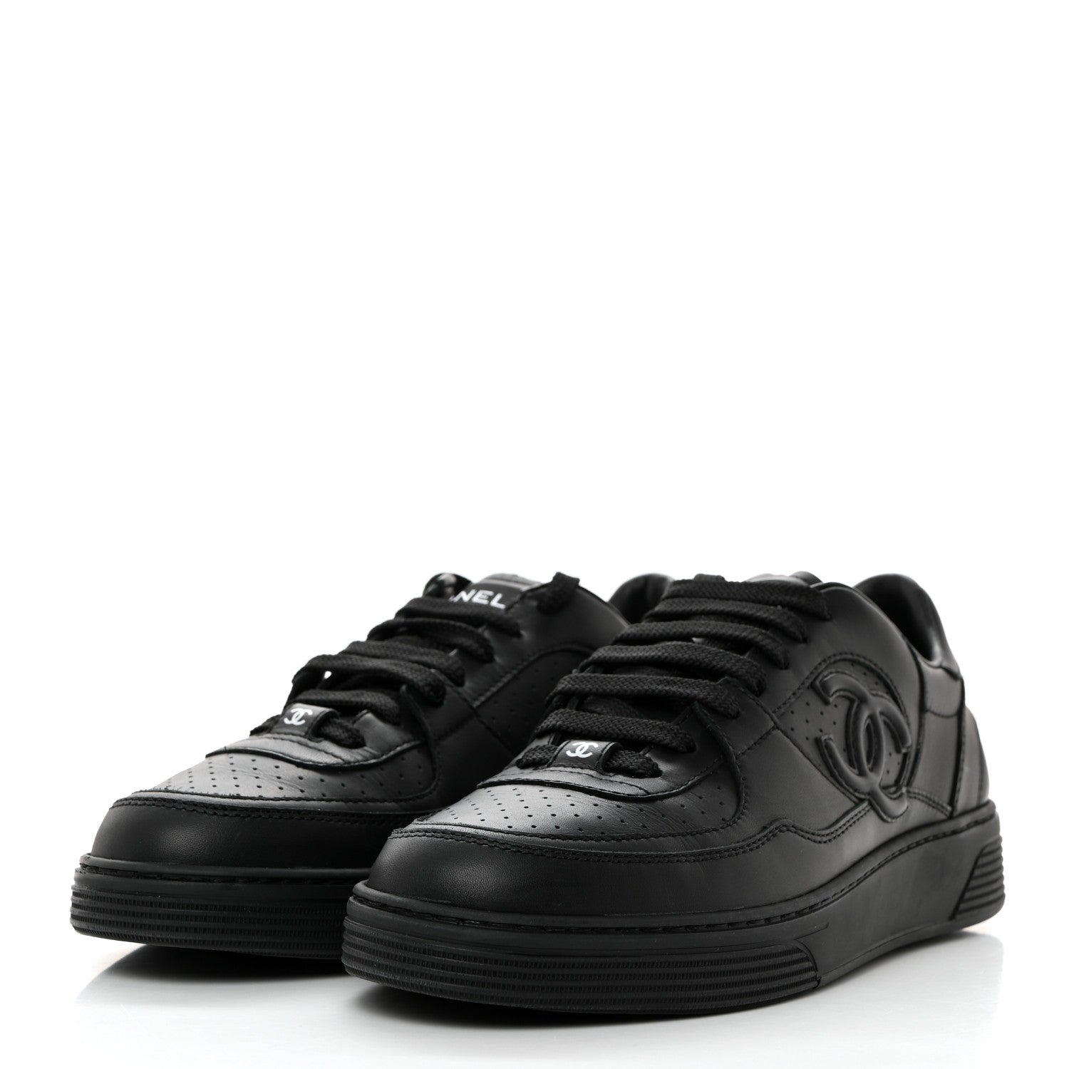 Chanel Calfskin CC Womens Sneakers 38.5 Black 4 of 10
