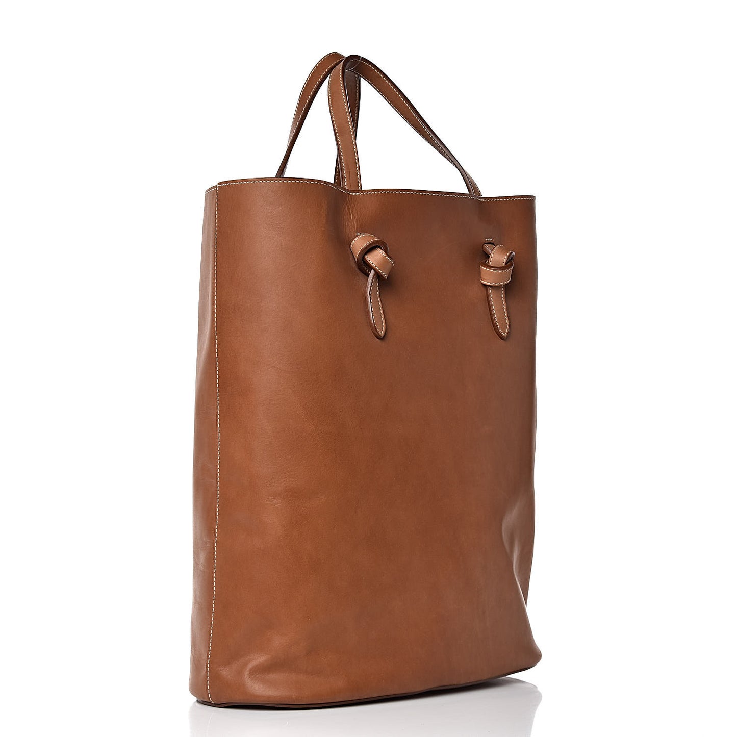 Supple Calfskin Tie Knot Twisted Tote Tan