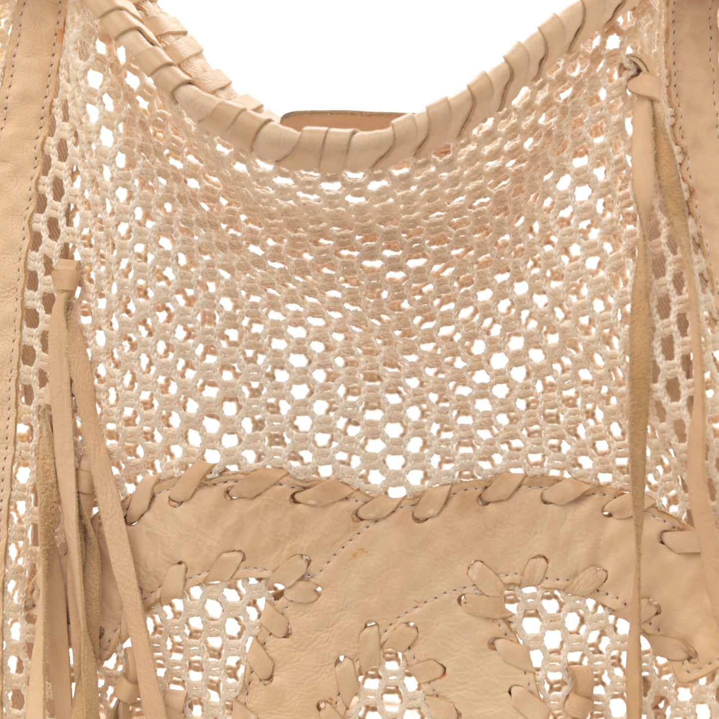 Calfskin Fringe Large La Madrague Tote Dark White