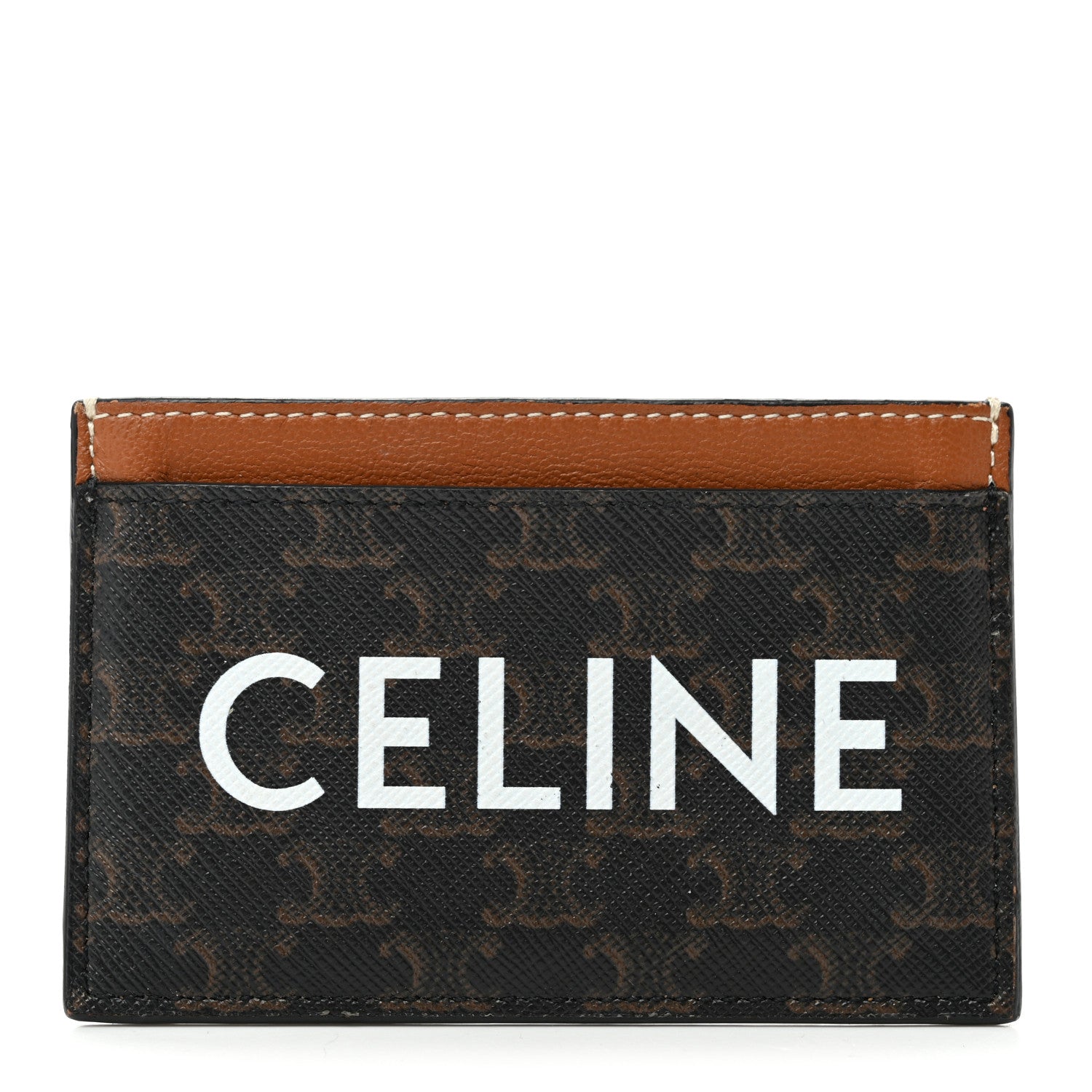 Celine Triomphe Canvas Card Holder Tan 1 of 6