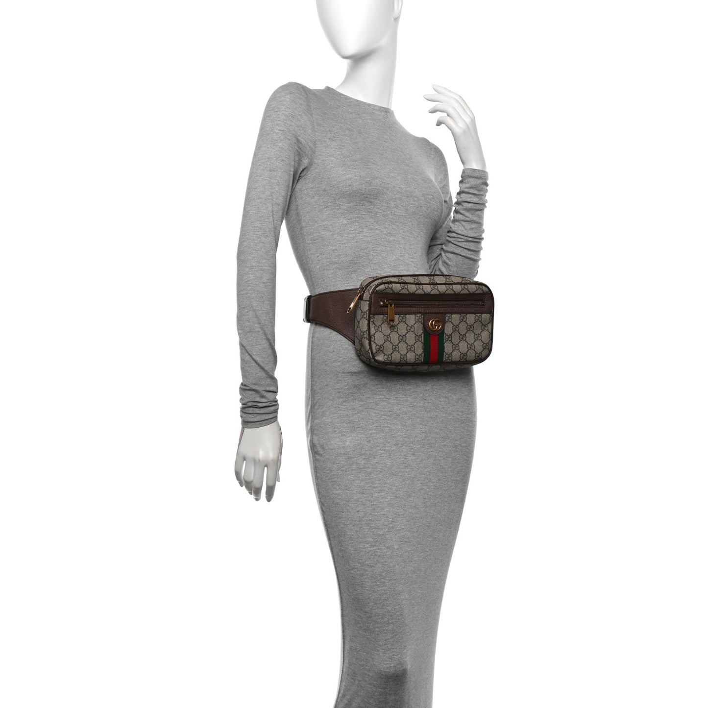 Soft GG Supreme Monogram Medium Ophidia Belt Bag Dark Brown