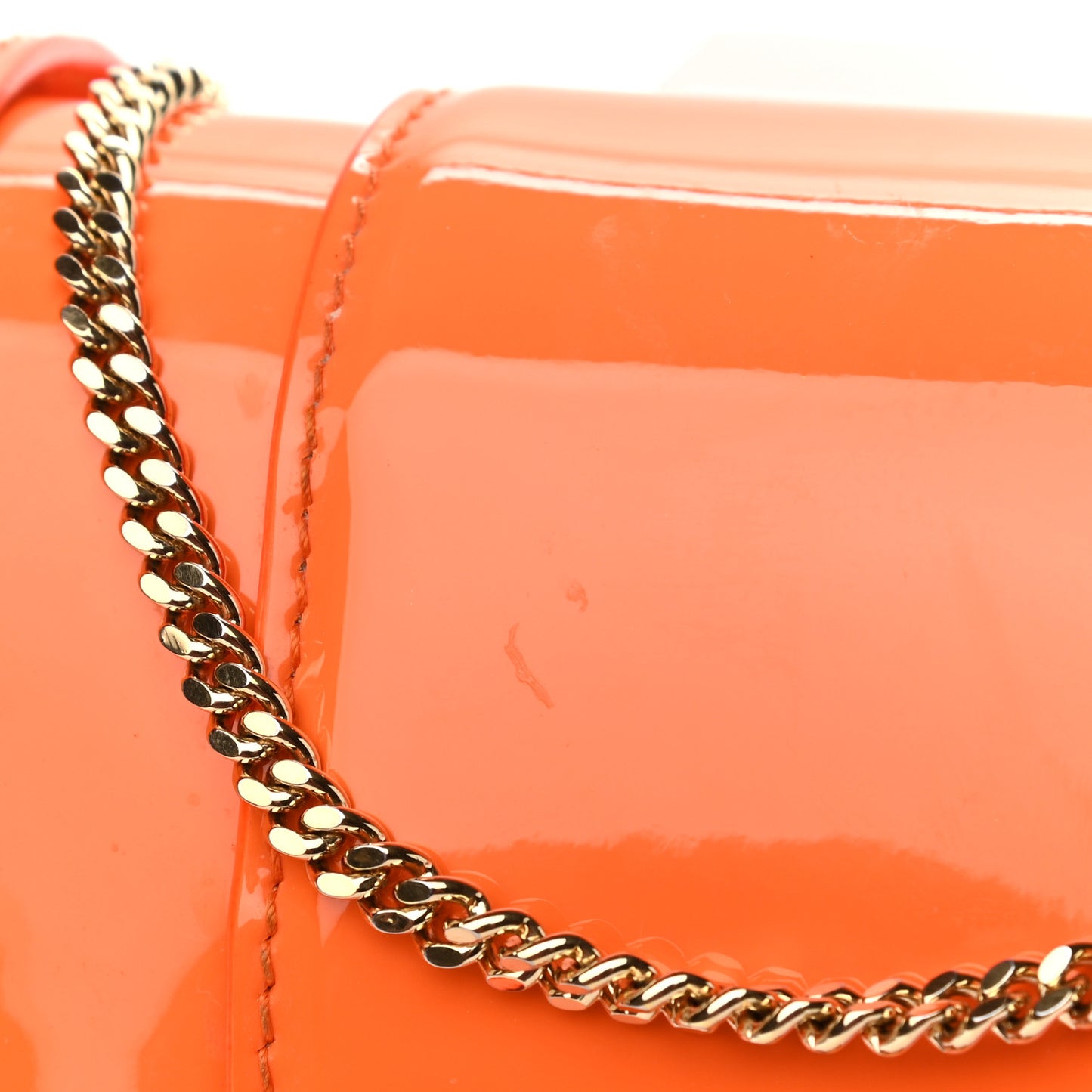 Patent Palazzo Medusa Chain Shoulder Bag Orange