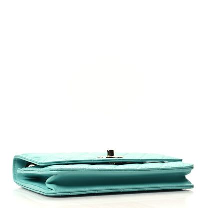 Chanel Lambskin Quilted Trendy CC Wallet On Chain WOC Turquoise 4 of 13