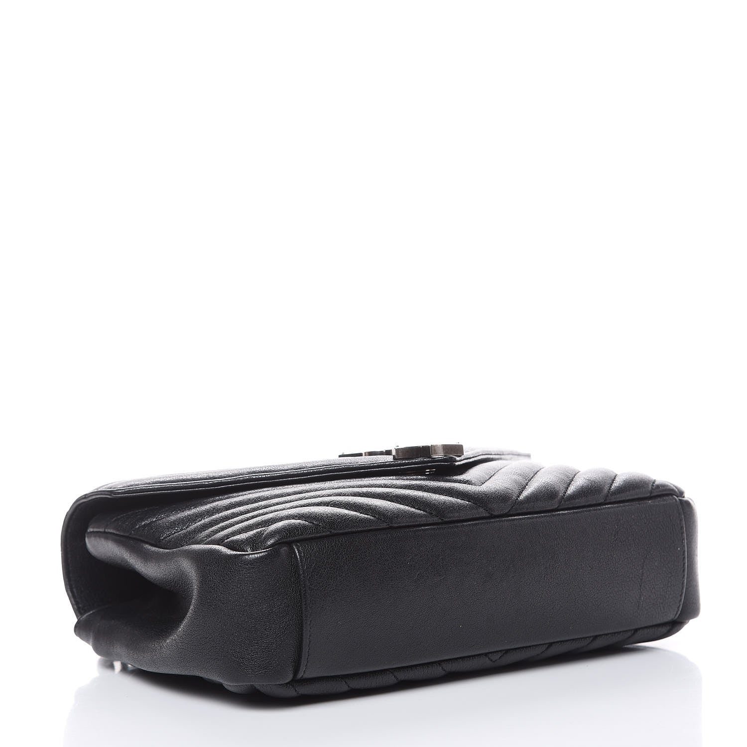 Saint Laurent Sheepskin Matelasse Chevron Monogram Medium College Bag Black 5 of 11