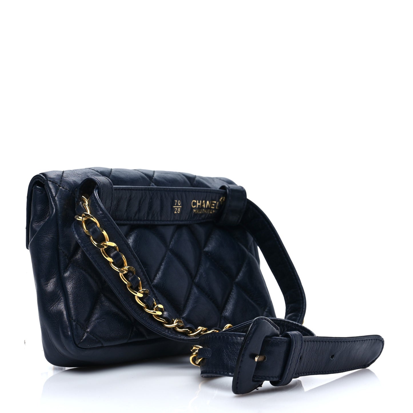 Lambskin Quilted Flap Waist Belt Bag 70 28 Blue