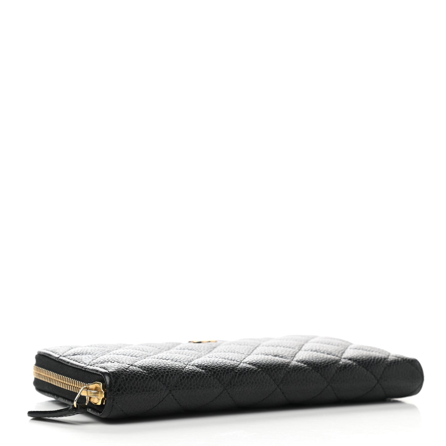 Caviar Quilted Large Gusset Zip Around Wallet Black