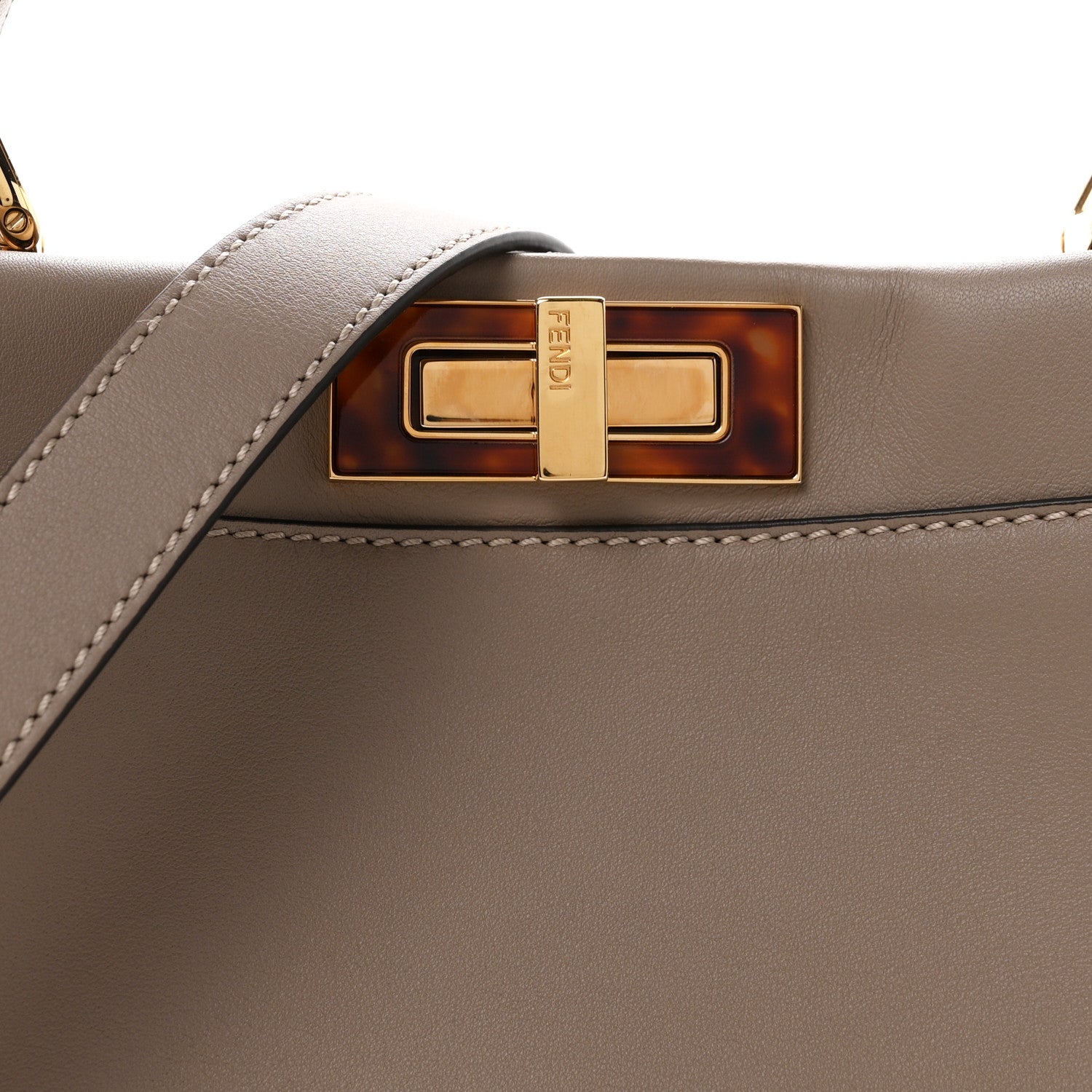 Fendi Vitello Seta Plexiglass Tortoise Medium Peekaboo Iconic Satchel Tortora 8 of 10